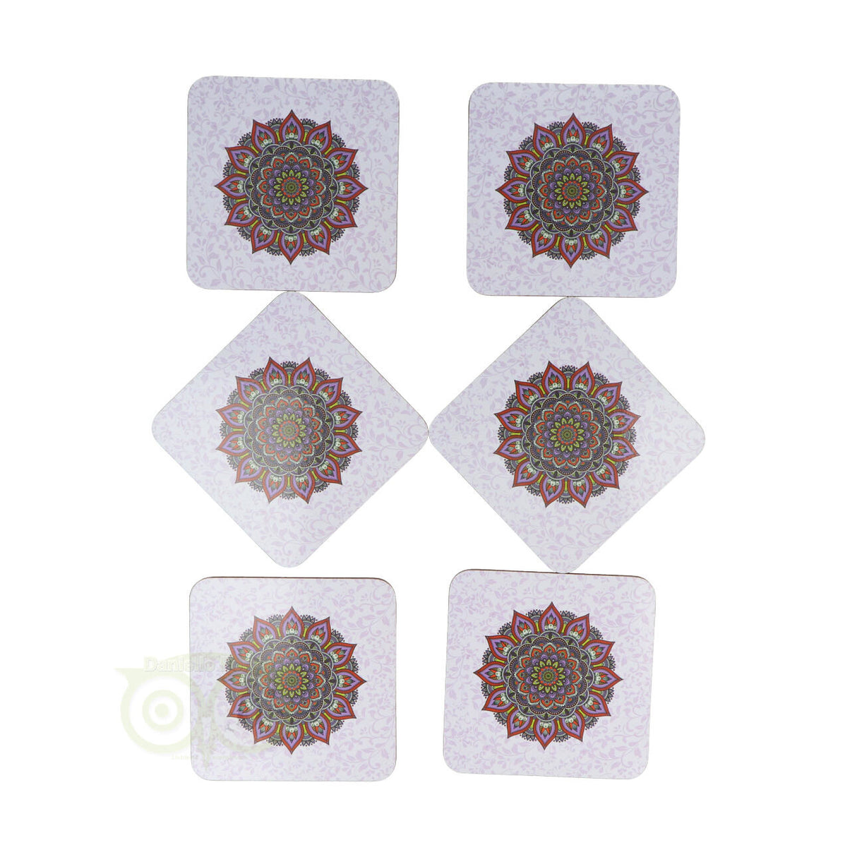 Mandala onderzetters paars set van 6
