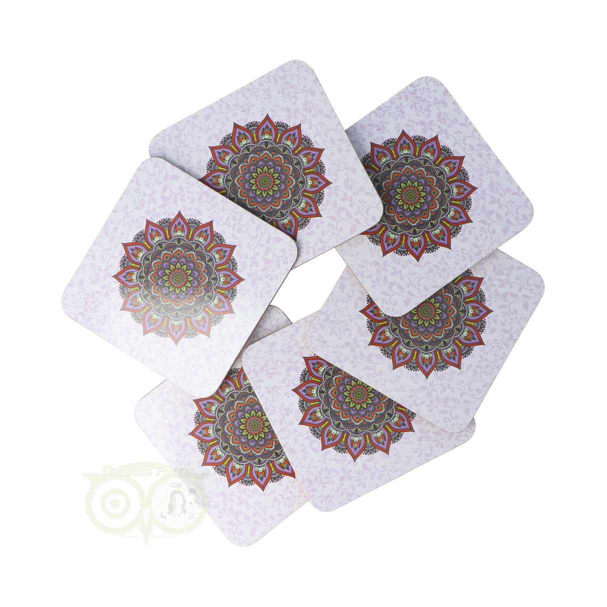 Mandala onderzetters paars set van 6
