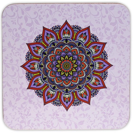 Mandala onderzetters paars set van 6