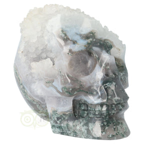 mosagaat geode schedel 1412 gram crystal skull met kristallen