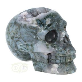 mosagaat geode schedel 513 gram crystal skull met kristallen
