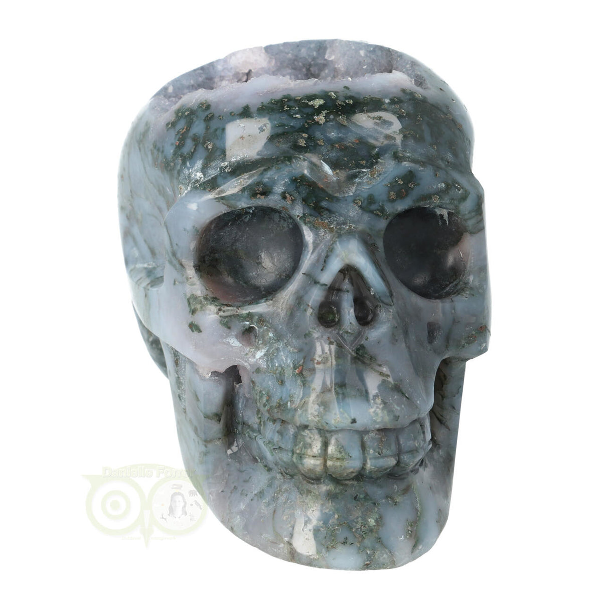 Mosagaat geode schedel 513 gram