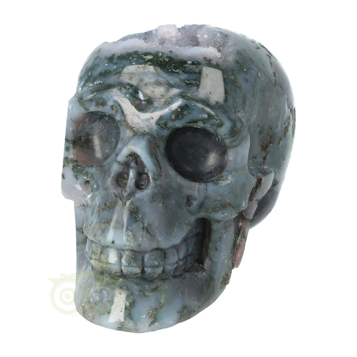 Mosagaat geode schedel 513 gram