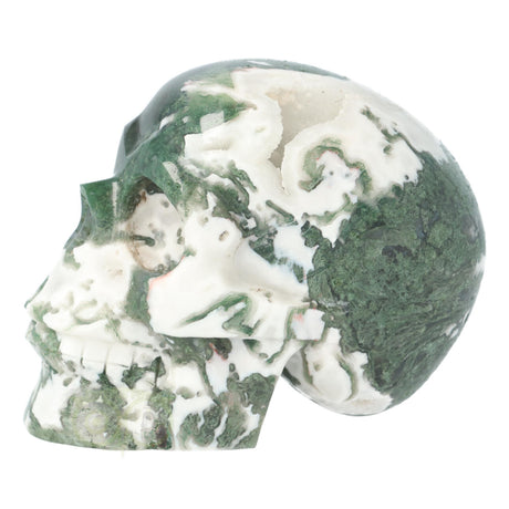 Moss agate skull 1029 grams