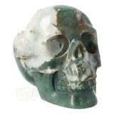Moss agate - Rock crystal geode skull 1134 grams