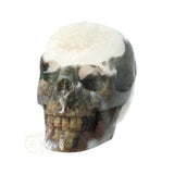Moss agate - Rock crystal geode skull 637 grams