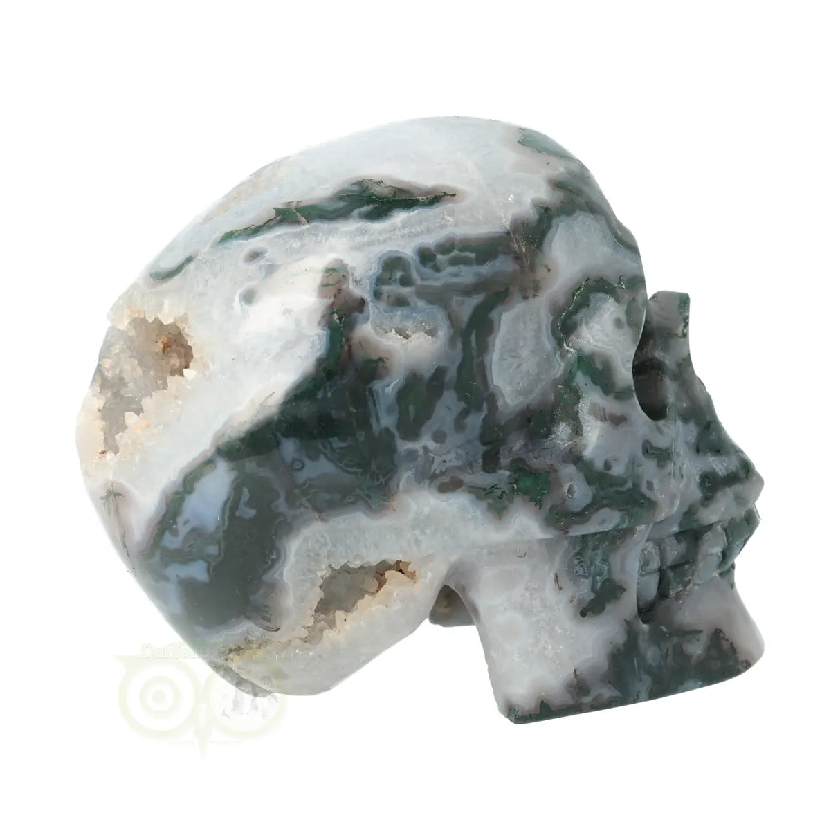 Mosagaat - Bergkristal geode schedel 966 gram