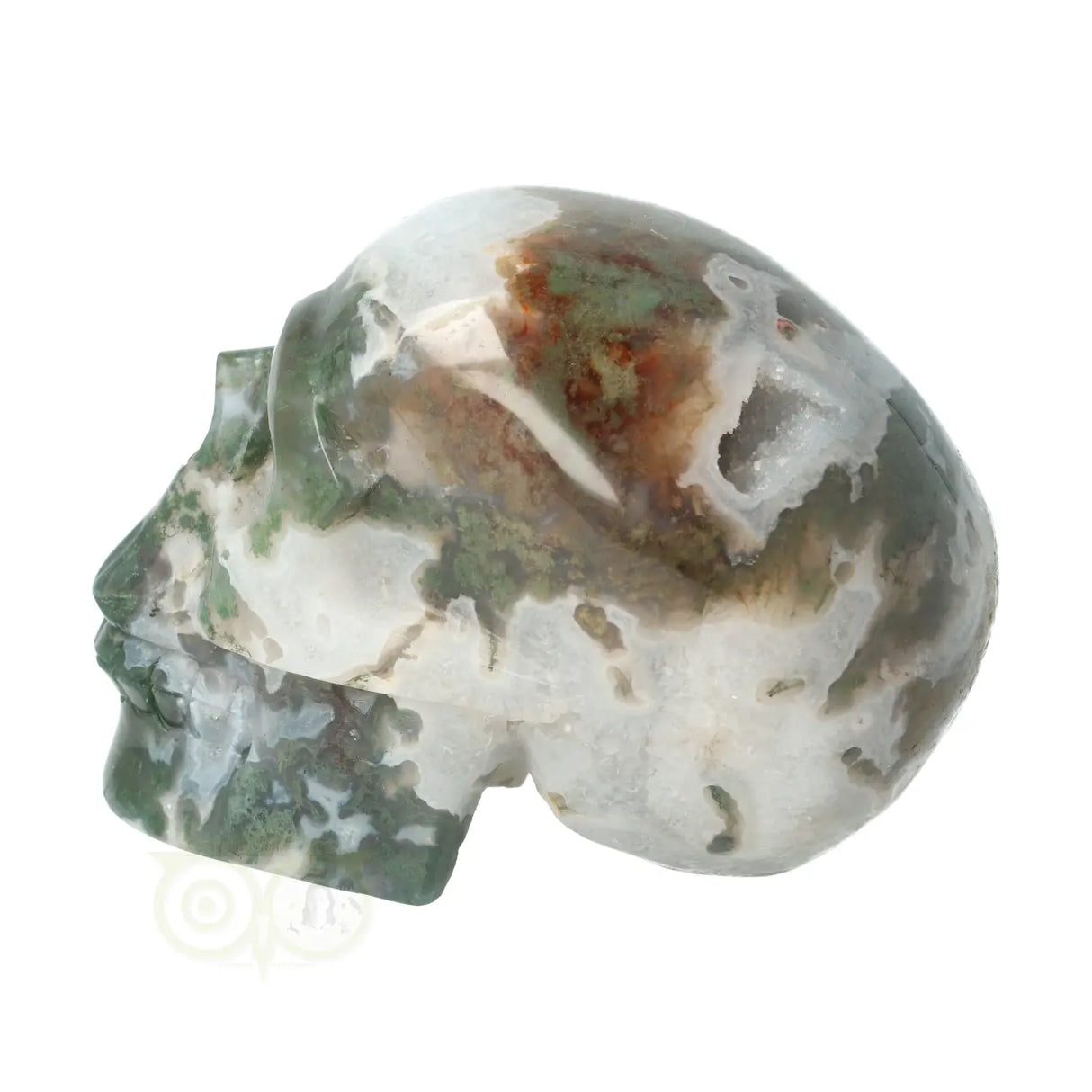 Mosagaat - Bergkristal geode schedel 982 gram