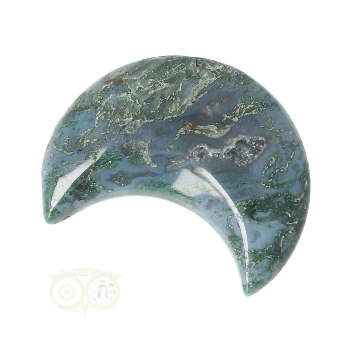 Moss agate half moon No. 17