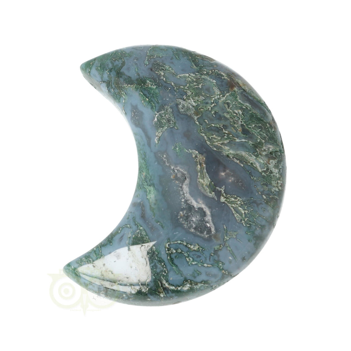 Moss agate half moon No. 17