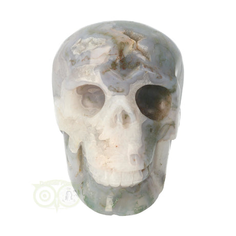Moss agate skull 1.047 kilograms