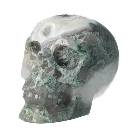 Moss agate skull 1050 grams