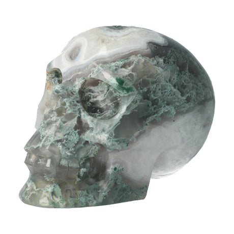 Moss agate skull 1050 grams
