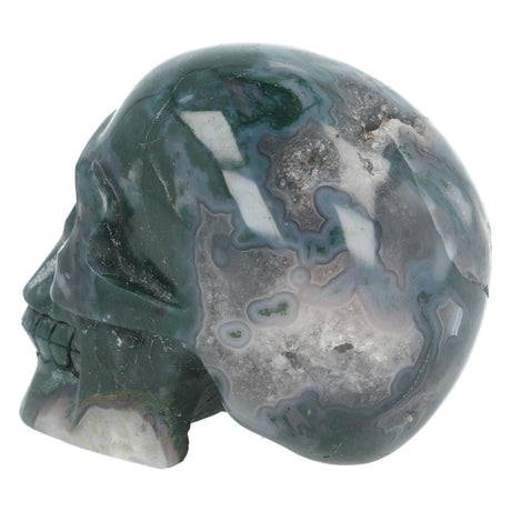 Moss agate skull 1337 grams