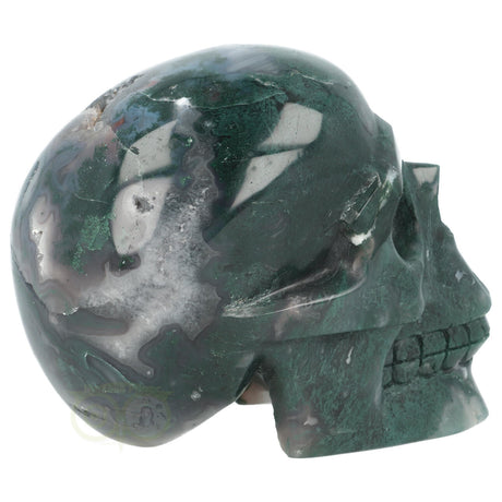 Moss agate skull 1337 grams