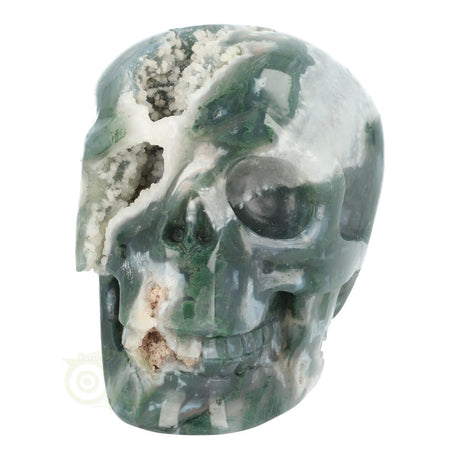 Moss agate skull 983 grams
