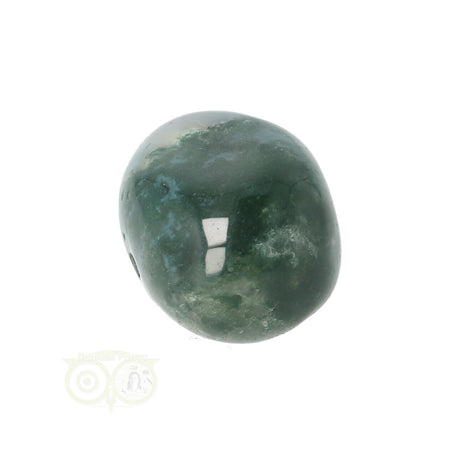 Moss agate tumbled stone round No. 18