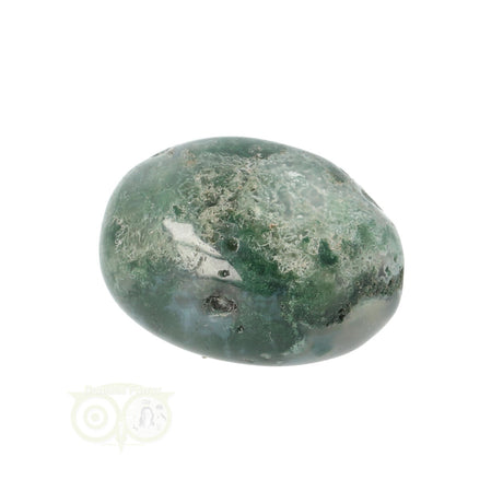 Moss agate tumbled stone round No. 18