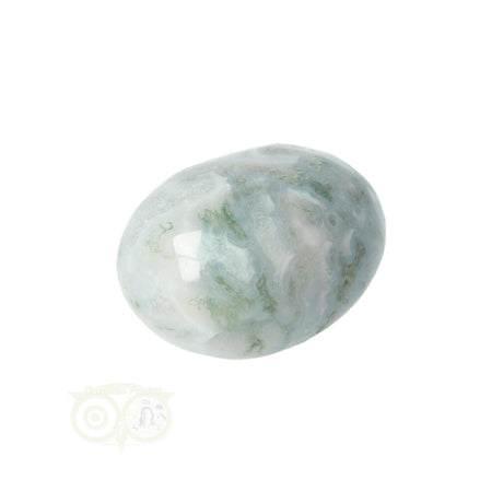 Moss agate tumbled stone round No. 21