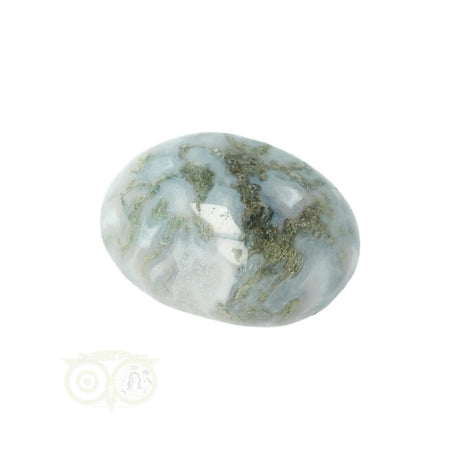 Moss agate tumbled stone round No. 21
