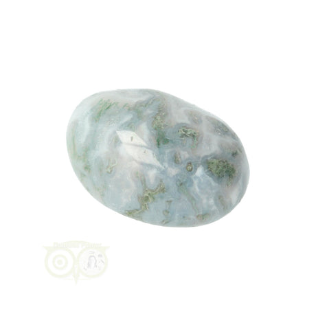 Moss agate tumbled stone round No. 21