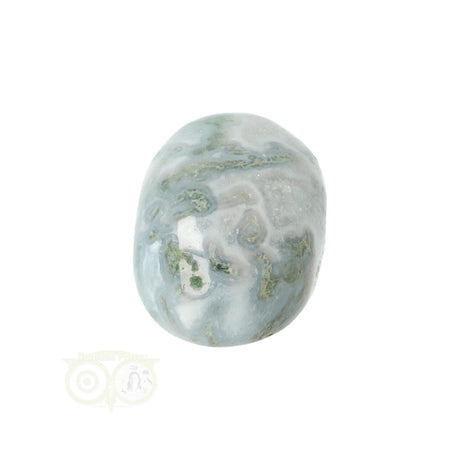 Moss agate tumbled stone round No. 21