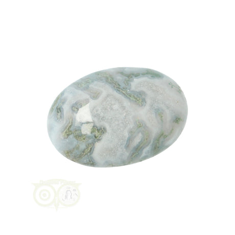 Moss agate tumbled stone round No. 21