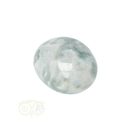 Moss agate tumbled stone round No. 21