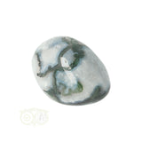 Moss agate tumbled stone round No. 29
