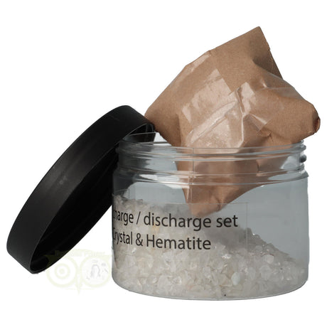 Oplaad - Ontlaadset Bergkristal/Hematiet 250 gram