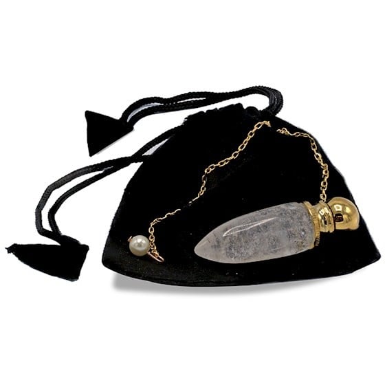 Pendel messing verguld Bergkristal + Kamer (19 gram)