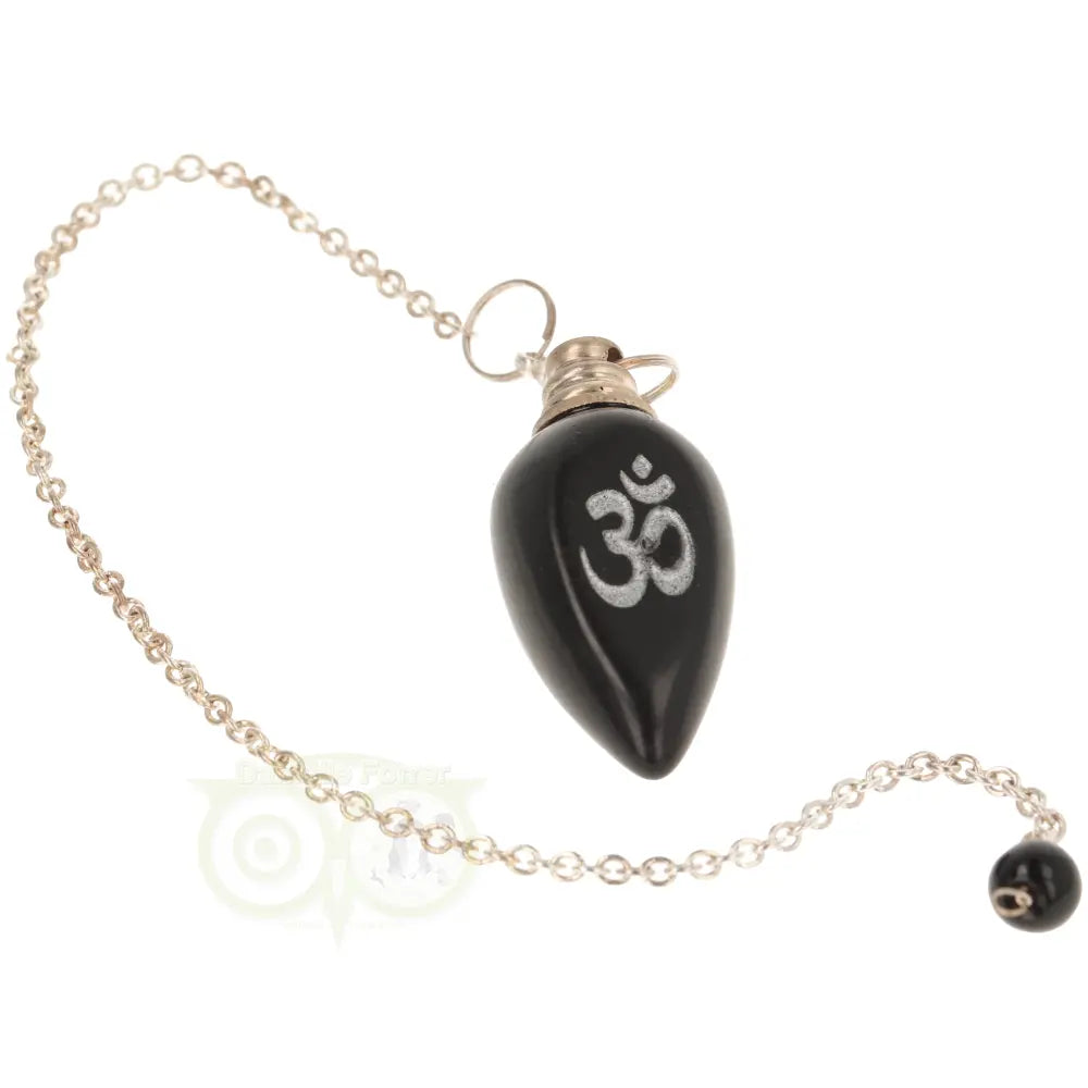 Pendel OHM gepolijste zwarte agaat (16 gram)