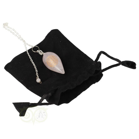 Pendel rozenkwarts druppelvormig met Bloem des Levens