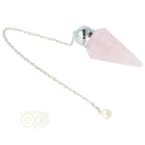 Pendel rozenkwarts facet geslepen spits + sierkraal