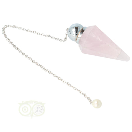 Pendel rozenkwarts facet geslepen spits + sierkraal