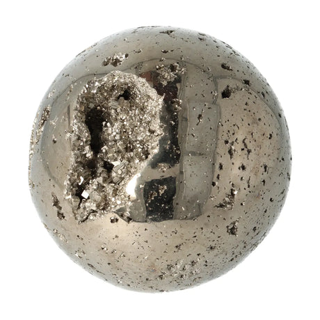 pyriet bol goudkleurig 495 gram glanzende edelsteen