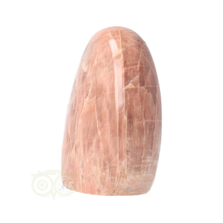 Roze maansteen sculptuur met warme tinten en glad oppervlak