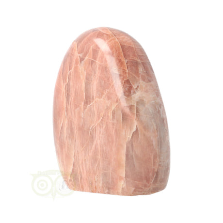 Roze maansteen edelsteen sculptuur met subtiele kleurvariaties