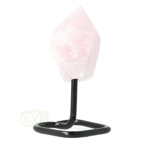 Rozenkwarts edelsteen punt op standaard – decoratieve en spirituele steen