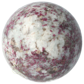 Rubbeliet bol 782 gram nr. 30 Ø 8,27 cm – wit kwarts met roze en paarsrode toermalijnkristallen – Webshop Danielle Forrer