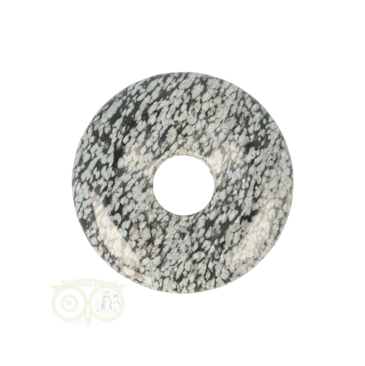 Schneeflocken-Obsidian-Donut-Anhänger Nr. 9