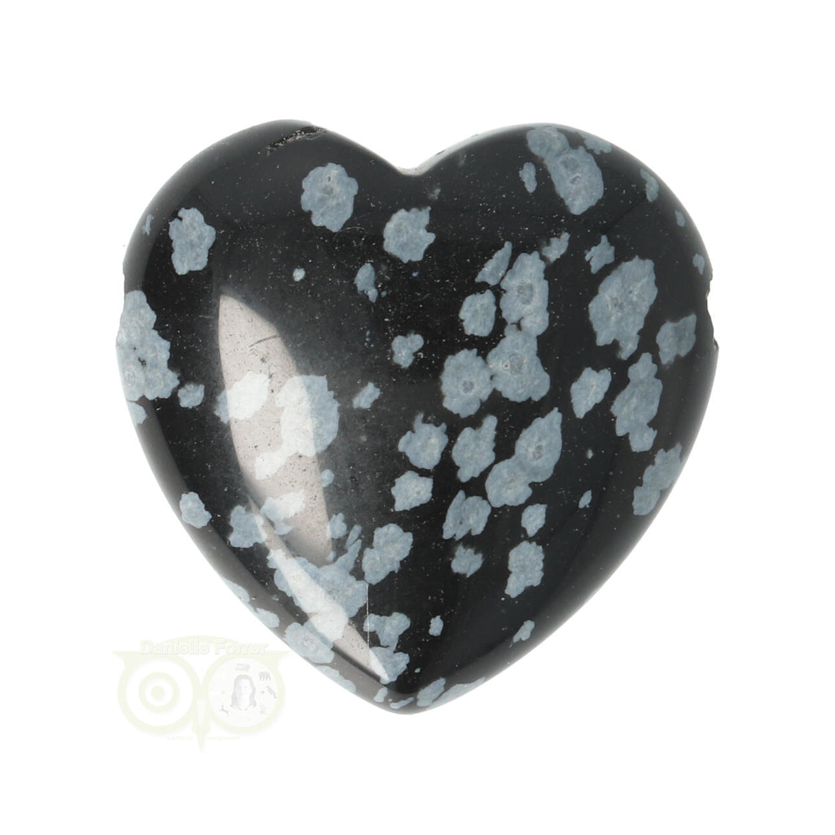 Sneeuwvlok Obsidiaan hart hanger ± 3 cm