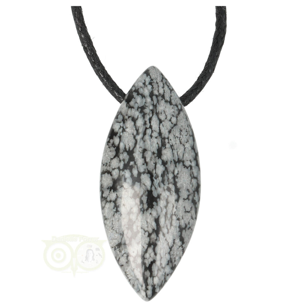 Sneeuwvlok Obsidiaan ovaal hanger Nr 12