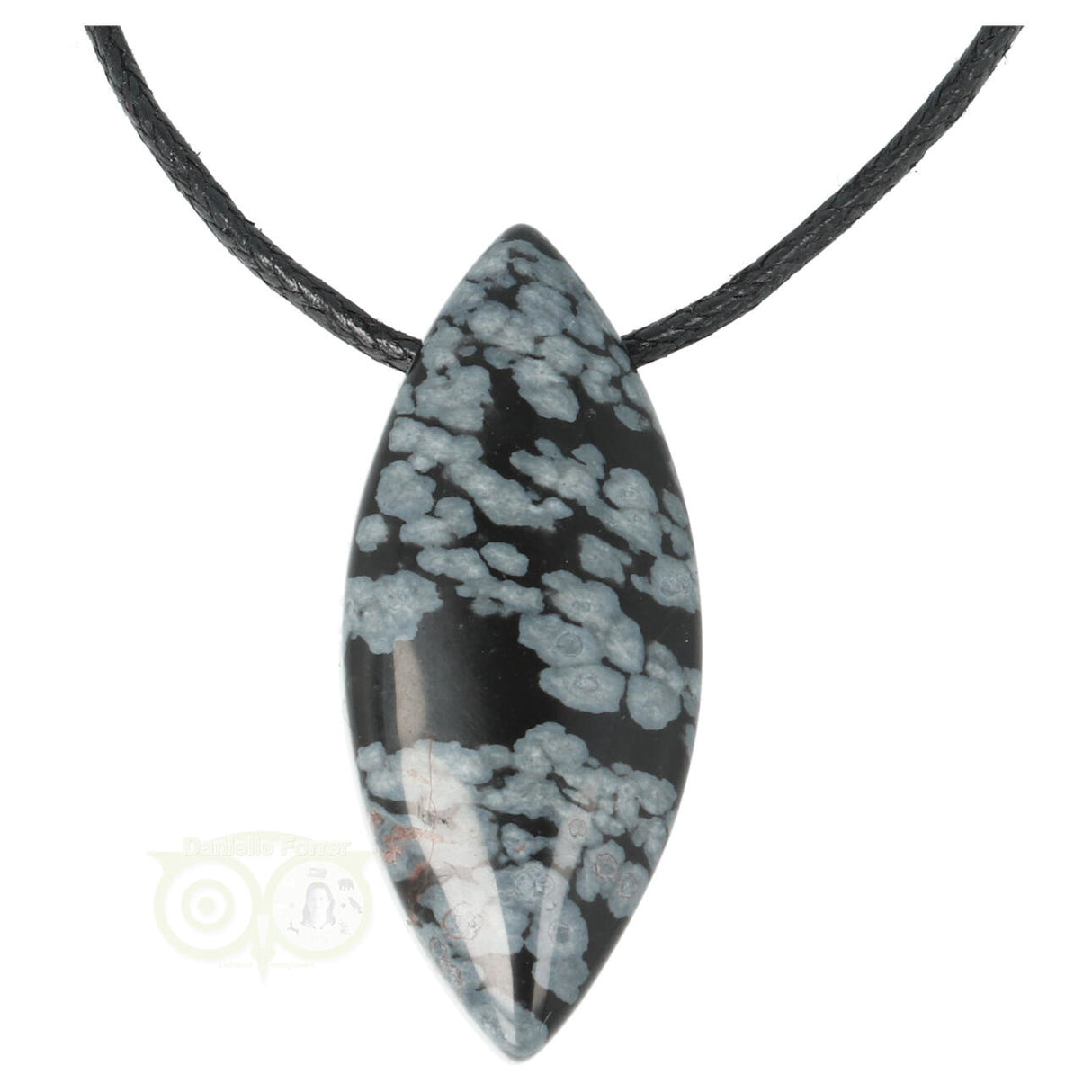 Sneeuwvlok Obsidiaan ovaal hanger Nr 9