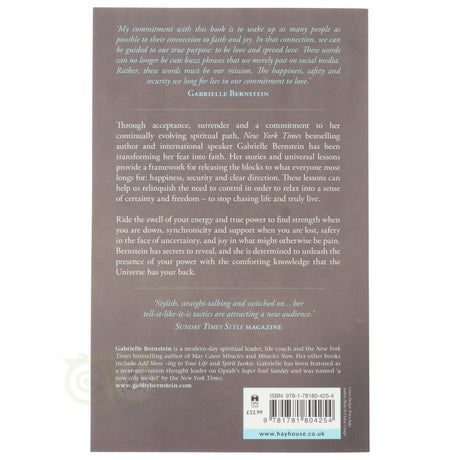 The Universe Has Your Back Gabrielle Bernstein achterkant – life coach spirituele leraar persoonlijke groei bewustzijn – Webshop Danielle Forrer