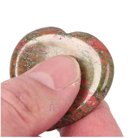 Unakite heart worry stone No. 22