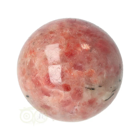 Zonnesteen bol 170 gram nr. 44 – totaaloverzicht compacte bolvorm warm roze met fonkelende glinstering – India – Webshop Danielle Forrer
